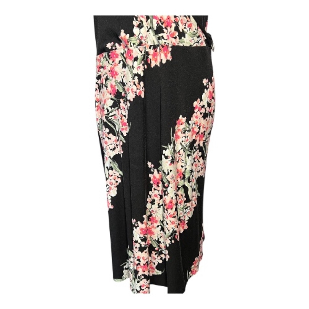 GUC White House Black Market black & pink floral sleeveless wrap dress | size 12 - Picture 3 of 8